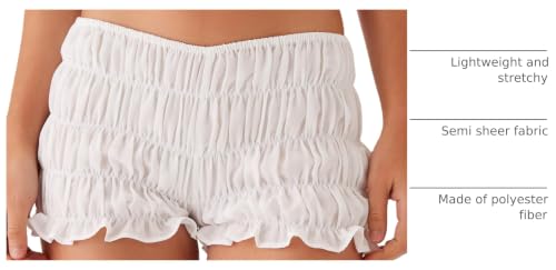 Image of NUFIWI Women's Y2k Ruched Mini Shorts Low Waist Ruffle Frill Bloomers Lounge Pajamas Smocked Micro Shorts Sleepwear
