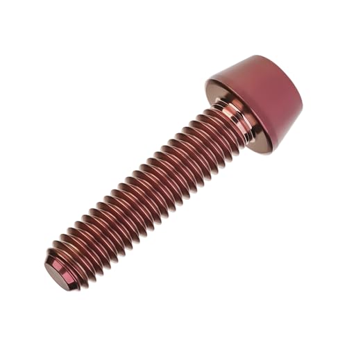 Image of Titanium Ti Bolt M5x9 16 18 20 25 30 35 40 45 50 55 60mm Tapered Head Screws Pack of 4 (M5x25mm, Burgundy)