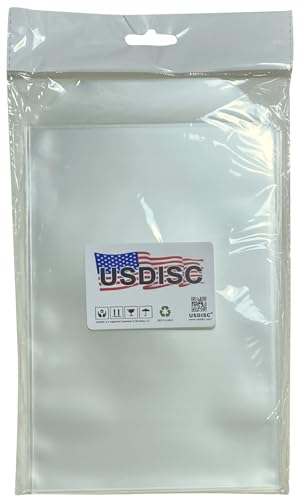 USDISC Storage Pockets 5.625 x 8.5, Flap, 4mil Stamp & Die, Clear, Pack of 50