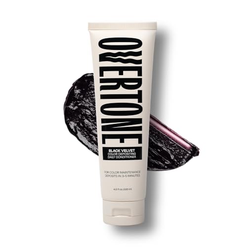 Overtone Daily Color Depositing Conditioner for Hair, Black Velvet:Temporary Pigment with Shea, Coconut & Avocado Oils, Hydrating, Vegan & Cruelty-Free, All Hair Types, 4.5oz.