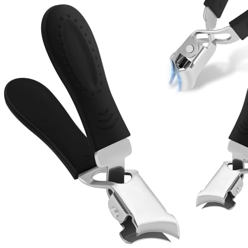 LOPHE Taglia Unghie Ergonomiche, Ampia Apertura Anti-Splash Tagliaunghie Inclinate, in Acciaio Inossidabile, Tagliaunghie Curve per Uomini Donne Anziani(Nero)