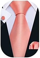 Barry.Wang Men Ties Plain,Solid Colors Handkerchief and Cufflink Necktie Set Formal Wedding Business
