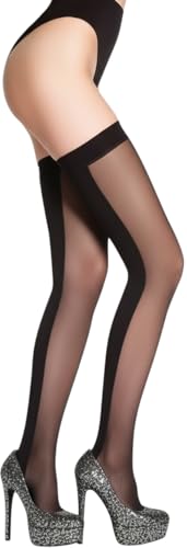 Image of ToBeInStyle Women's Novelty Vertical Spiral Striped Thigh High Stockings