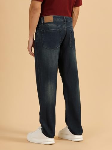 Image of WROGN Men's Mid-Rise Jeans | 100% Cotton | Anti-Fit Relaxed Silhouette