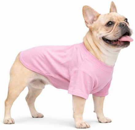 Lovelonglong Bulldog Clothes Dog Clothing Blank T-Shirt Tee Shirts for French Bulldog English Bulldog American Pit Bull Pugs 100% Cotton Skin Care Pink B-M