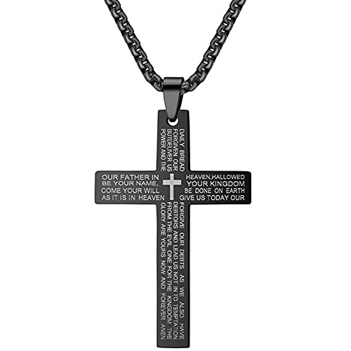 Déclaration de prière chrétienne sur pendentif croix en acier