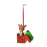 Department 56 Rudolph The Red-Nosed Reindeer Glittered Rudolph's Surprise Ornament