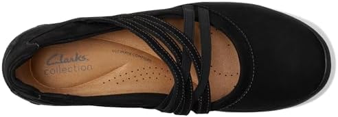 Clarks Women's Fiana Step Mary Jane Flat, Black Nubuck, 10 Wide | Image 1