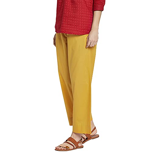 Image of GO COLORS Women Blue Stripe Cotton Wide Pants