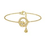 VACRONA Pulsera de cuentas pequeñas de oro chapada en oro de 14 quilates para mujer, delicada pulsera hecha a mano, cadena ajustable, regalo de joyería, 6.5 pulgadas, cobre, circonita cúbica
