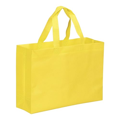 PATIKIL 30x40cm Reusable Gift Bags, 10 Pack Horizontal Style Non-Woven Grocery Tote Bag for Travel Storage Yellow