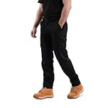 Ranger Cargo Work Trousers, Combat Style Tactical Work Pants in Black & Navy Blue. Built for Tradesmen, Ideal for Storing Tools, Designed with Maximum Durability. (Black 30 L)