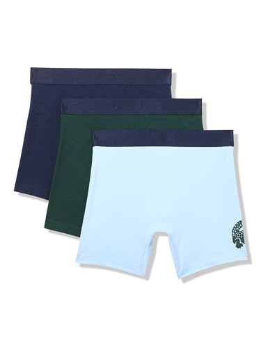 Lacoste Men's Cotton Stretch Big Croc Print Boxer Briefs, 3-Pack, Blue/Dark Green/Navy Blue, X-Small3