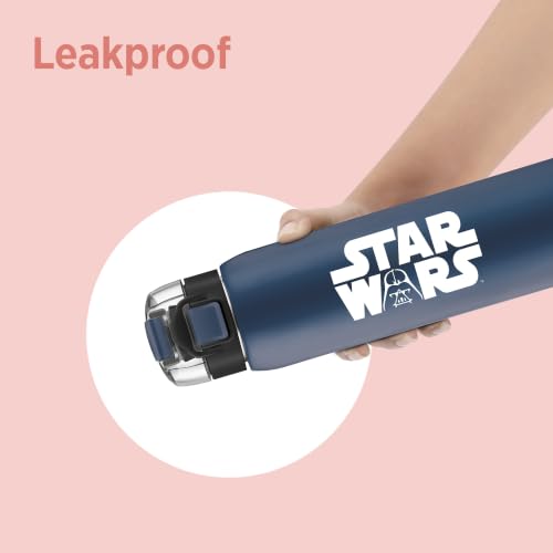 Image of Milton Steel Force 900 Thermoware Water Bottle 600 ml with One Touch Safety Lock & Twin Lid Sip or Gulp, Long Hours Hot & Cold, Leak Proof, ISI Certified, PU Insulated, for Kids, Gym, School,Dark Blue