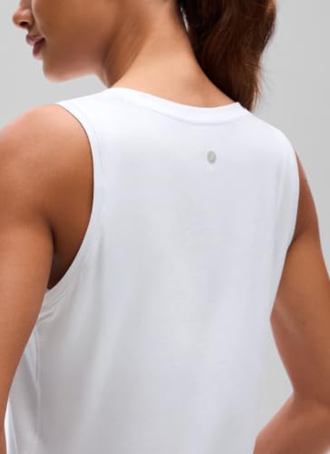 Image of CRZ YOGA Pima Cotton Cropped Tank Tops for Women Workout Crop Tops High Neck Sleeveless Athletic Gym Shirts