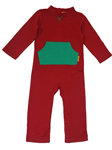 Strip-Proof Toddler Romper with a Back Zipper in Red/Green