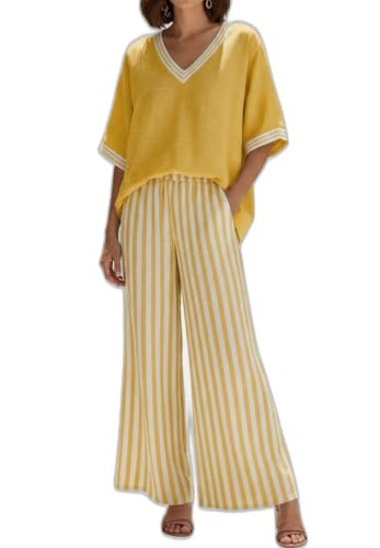 Conjunto de verano para mujer con pantalón palazzo a rayas idóneo para paseos y terrazas