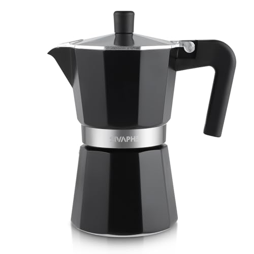 Sivaphe Stovetop Coffee Maker 300ml/6 Cups Aluminium Moka Pot Italian Espresso Maker with Heat-Resistant Handle Black