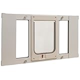 Ideal Pet Products Aluminum Sash Window Pet Door, Large, White, Cat Flap, 6.25' x 6.25' Flap Size, (27SWDCK)