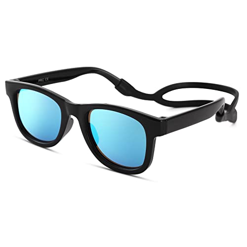 Polarized Baby Sunglasses with Strap - Unbreakable Infant Glasses for Newborn Toddler Boys Girls Age 0-12 Months