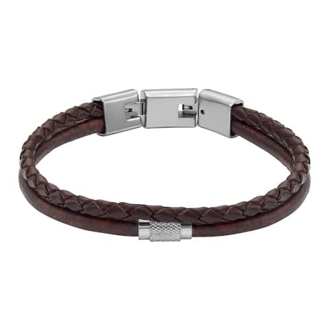 Fossil Men's Brown Leather Multi-Strand Bracelet Cover
