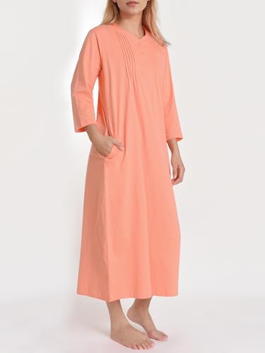 Latuza Women's Cotton Nightgown 3/4 Sleeve Soft Night Gown with Pockets2