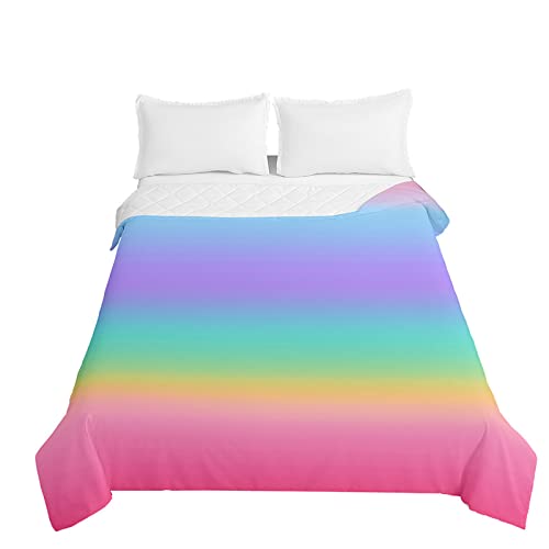 Odot 3D Colcha Bouti Cama 90/135/150, Degradado Colorido Colchas Invierno y Verano Cubre Cama Individual o Matrimonio Suave Cubrecama Manta para Sofa Multiusos (180x220cm,Arcoiris Rayado)