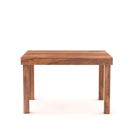Image of MoonWoode Sheesham Wood 4 Seater Dining Table Set with Cushion Chairs Cane Webbing Wooden Dining Room Dinner Table for Home Living Room and Restaurant Furniture (Honey Finish)
