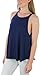 ToBeInStyle Women's Flowy Loose Fit Sleevless Neckband Top - Navy - Medium