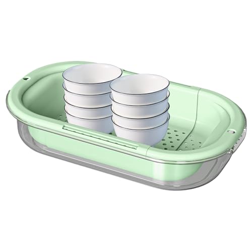 Ahuuen シンク上専用 水切り バスケット - 伸縮式フードストレーナー | 省スペース設計 ベリー洗い 野菜洗い パスタ水切り 食器乾燥にも キャンプ・アパート対応