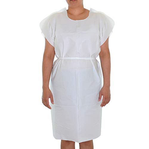 Dealmed Adult Patient Exam Gowns, 30" x 42" Disposable, Latex-Free, Perfect for Hospitals, Medical Facilities, Physicians’ Offices and at Home Use, White, Case of 50