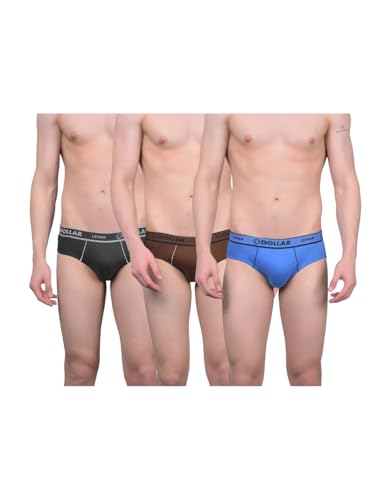 Image of Dollar Lehar Super Combed Cotton Mens Brief - Pack of 3- Actual Colour May Vary Assorted