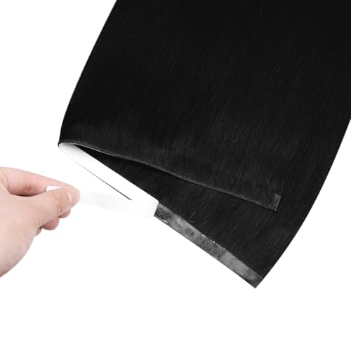 Image of LaaVoo Tape in Weft Hair Extensions Human Hair 18 inch Weft Tape Extensions Jet Black Invisible Tape ins Hair Extensions Human Hair Remy 50G