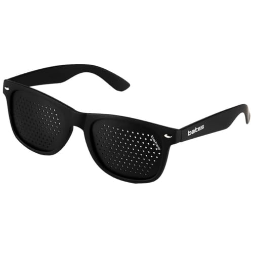 BATES Gafas estenopeicas negras, pantallas certificadas, fabricadas en Italia, método de gimnasia ocular