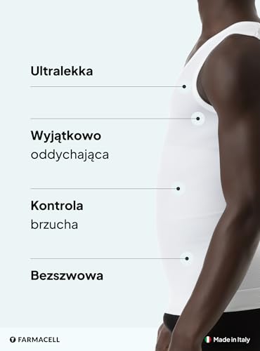Farmacell 417B (White, L) Męski Podkoszulek Modelujący Lekki i Bardzo Oddychający, Made in Italy