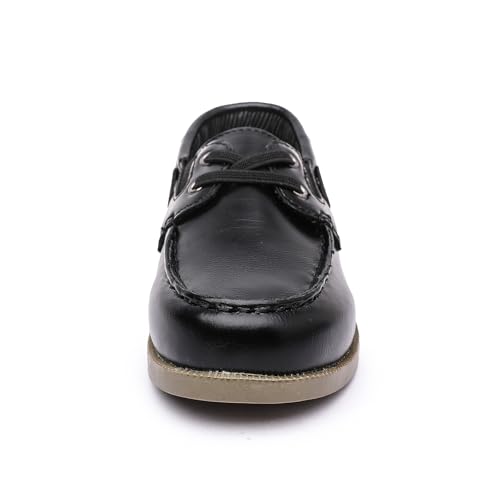 DADAWEN Jungen Mädchen Anzugschuhe mit 2 Loch Schnürsenkeln Oxfords Schule Loafers,Schwarz,29 EU