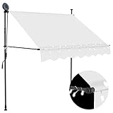 vidaXL Toldo Manual Retráctil con LED Protección Exterior Balcón Patio Solar Pabellón Cubre Impermeable Tienda Aire Libre Camping Quiosco Crema