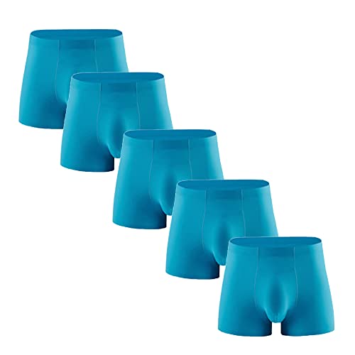 Men'S Underwear Boxer Briefs Seamless Icy Silk Soft Breathable Underwear Moisture-Wicking Boxer Briefs 3 Pack (Blue10-5PC,XXL)
