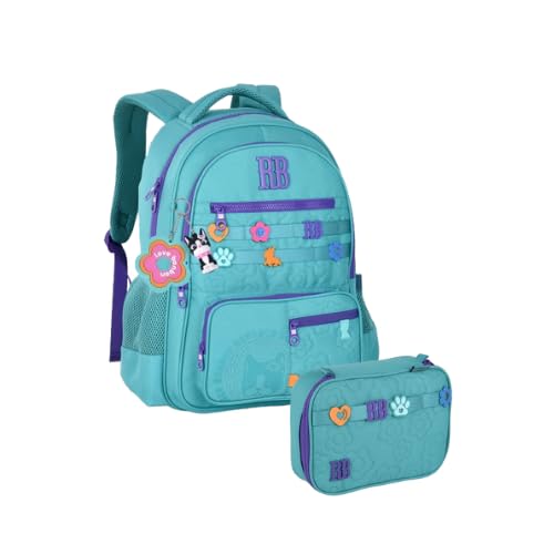 Kit Mochila Costas Rebecca Bonbon Flower Power Estojo Box 36 Pens Feminina Escolar Flores (Verde)