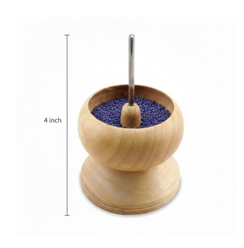 Image of Beadsnfashion 4-Inch Wooden Spin & String Beading Spinner Tool for Jewellery Making - Includes 2 Pcs Curved Needle for Jewellery Making Beading Spinner Set (4 Inch with Funnel)
