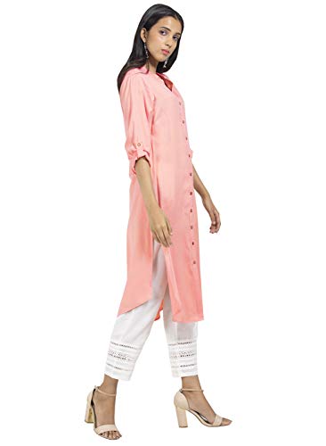 Image of Indya Women's Green Kurta Viscose Solid Shirt