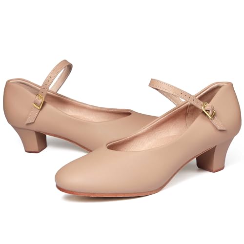 Image of Linodes PU Leather Ankle Strap Character Shoe 1.55'' Dance Shoes for Women-UPD