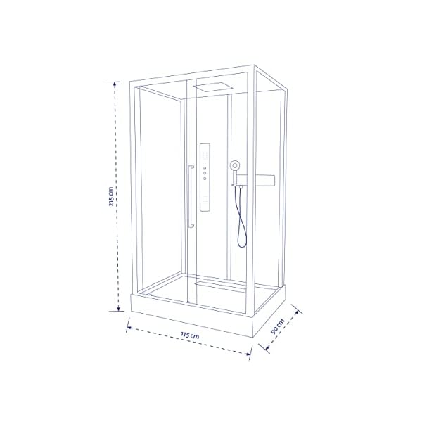 MARWELL Komplettdusche Fertigdusche White Rectangle 90 x 115 x 215 cm – mit Fronteinstieg - Duschkabine mit hochwertigen Aluminiumprofilen - Einstiegshöhe 15 cm – Bild 4
