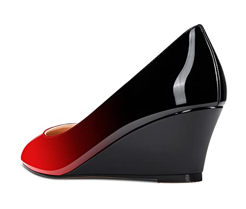 Aachcol Women Wedge Pumps Mid Heels Pointed Toe Slip-on Wedding Party 2 Inches3