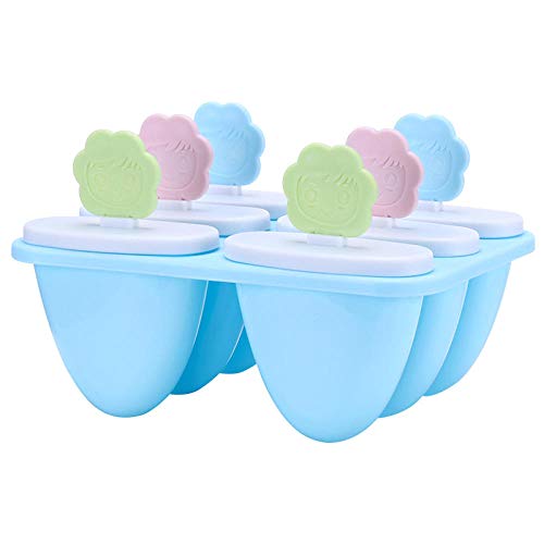 Molde de bolo de neve seis Sun Rapid Sun Flower Smile molde de gelo Home Homemade Popsicle Popsicle Molde de café azul