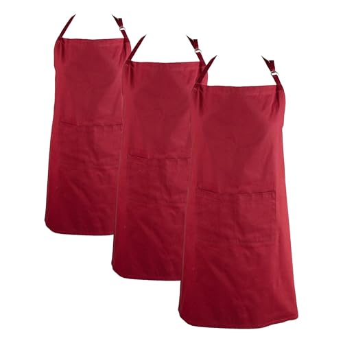 DII Everyday Basic Kitchen Collection, Plus Size Apron, Wine (Pack of 3)