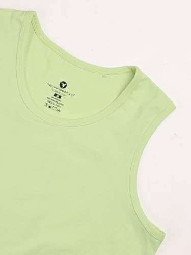 Image of TECHNOSPORT Women Solid Slim Fit Round Neck Tank Top with Cotflex for Gym, Sports and Regular Use