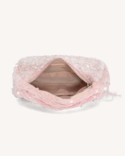 Image of NEWBELLA Women's Sequin Fringe Hobo Evening Bag - Sparkly Shoulder Purse for Cocktail Party, Date Night, Wedding & Special Occasions (Light Pink)