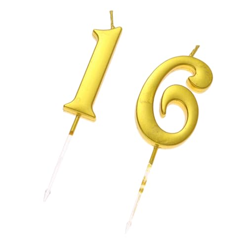Ciieeo guarnição de ouro decoração com brilho vela número 16 decoração de bolo o casamento kids núme