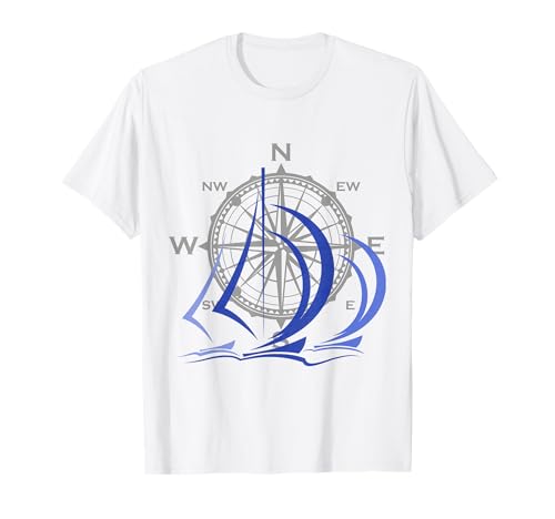 Kapitän Segler Shirt für Wassersportler Segel Windrose T-Shirt